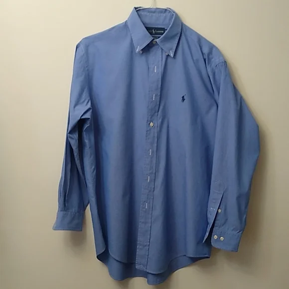 Ralph Lauren Yarmouth 100 Cotton Pinpoint Oxford Blue 15 1 2 32 33
